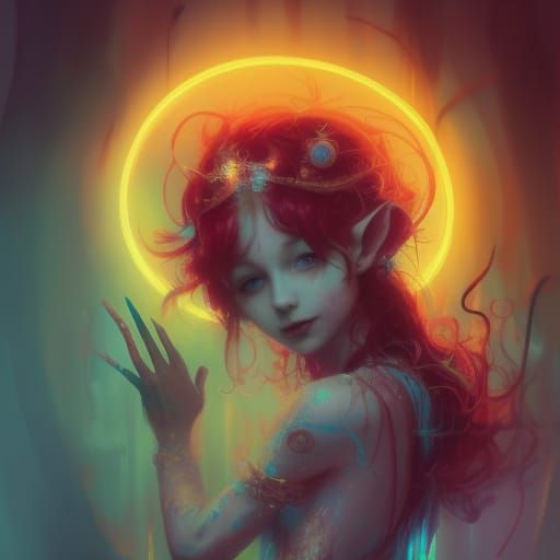 Cyberpunk Elf Girl in Rococo Style