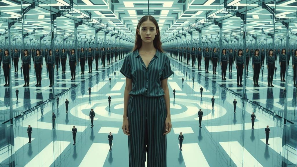 Infinite Kaleidoscope Maze with Endless Reflections of a Con...