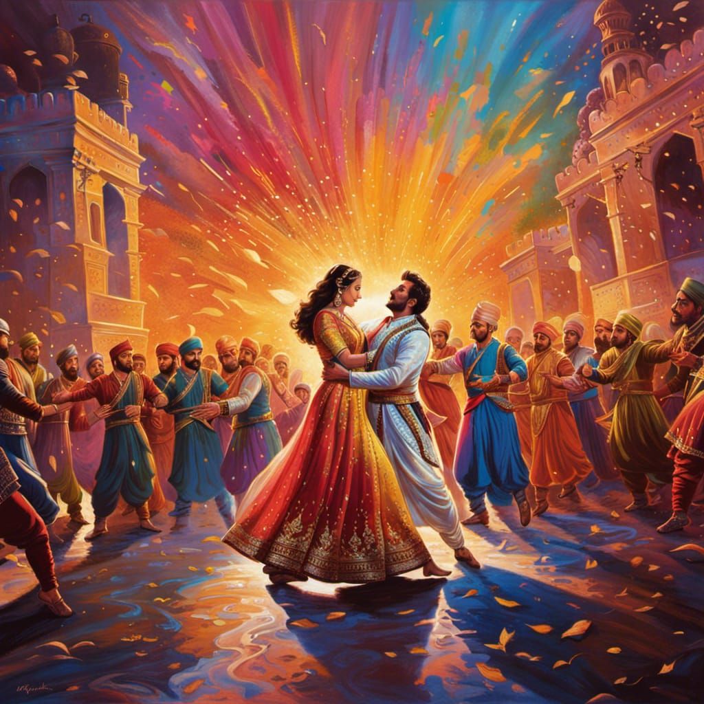 Vibrant Bollywood Dance Scene with Dancing Actors