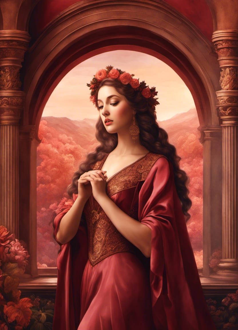 Renaissance Girl in Detailed Matte Painting