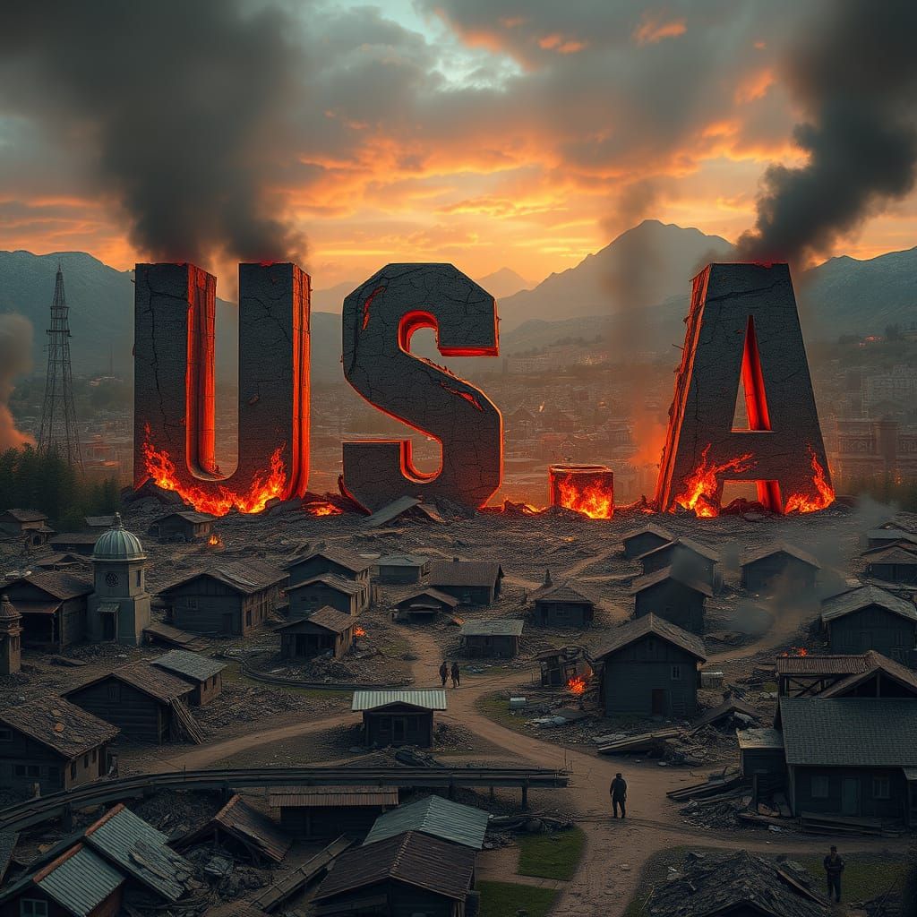 Devastated Landscape of Economic Downfall in Matte Painting