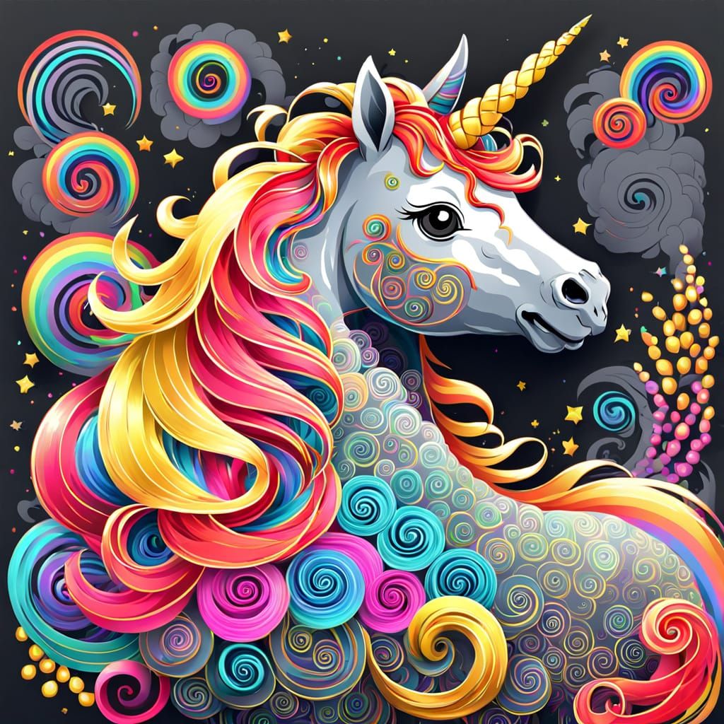 Rainbow Unicorn in Vibrant Mandala Style