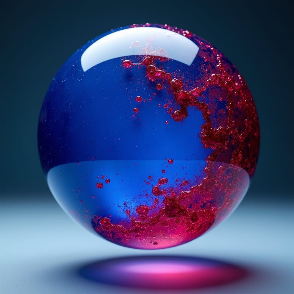 Lapis Lazuli Orb with Ruby Essence, Surreal Dreamscape