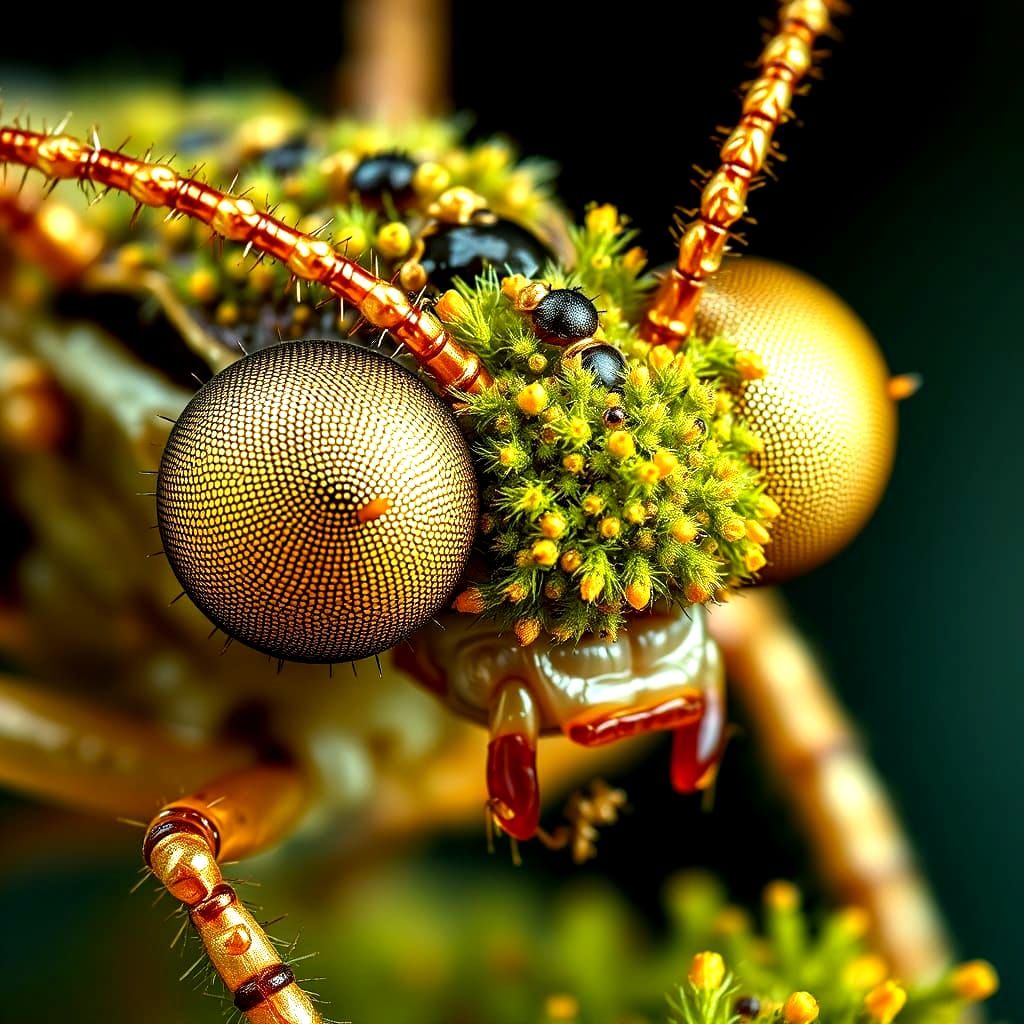Glittering Moss Mosquito Macro Photograph