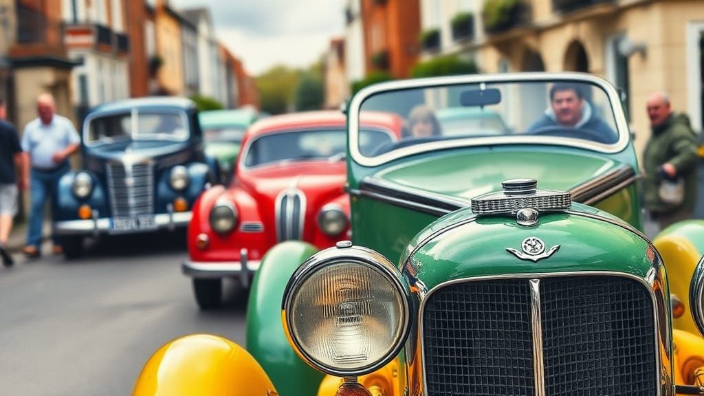 Vintage Car in Watercolour Charcoal Style