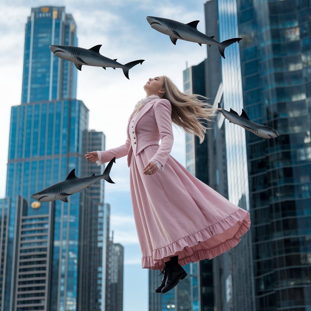 Pastel Victorian Dream in a Cyberpunk Sky