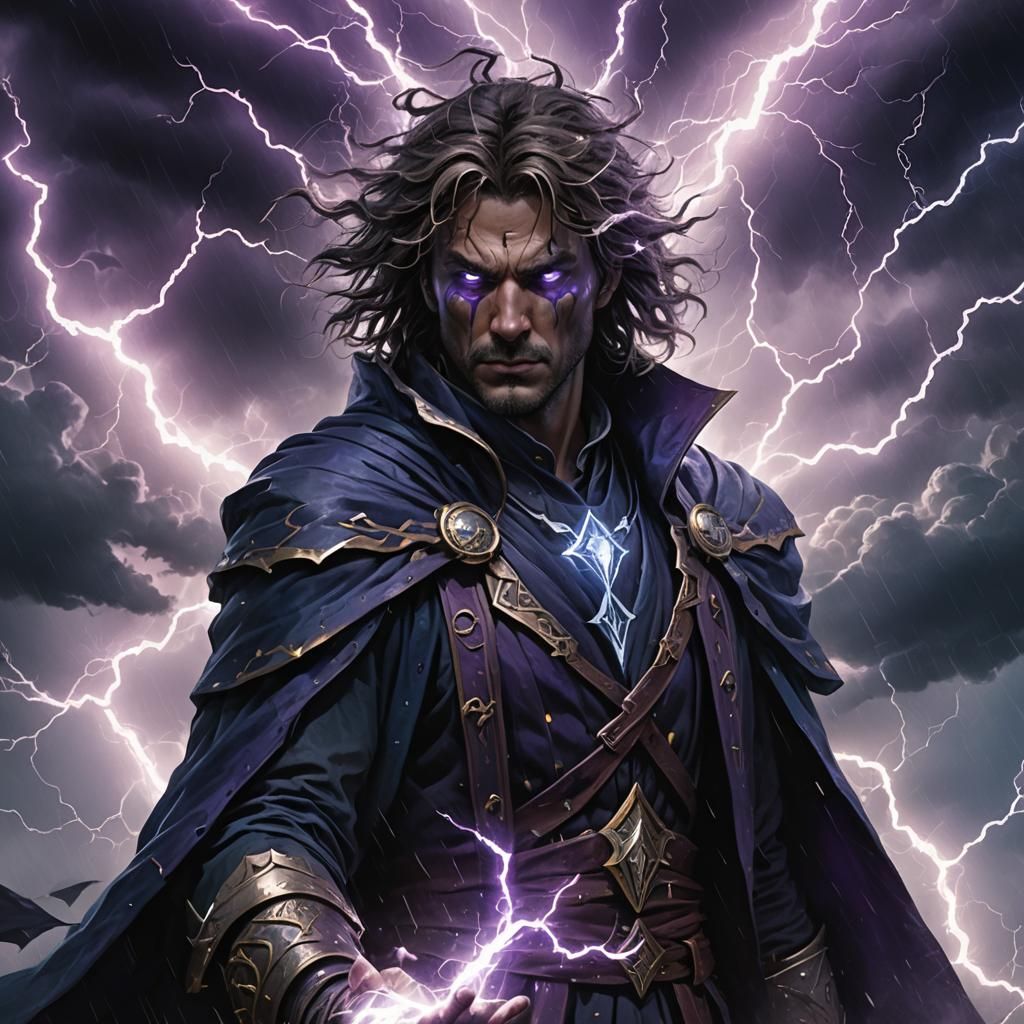 Warlock in a Storm, Dark Fantasy Concept Art