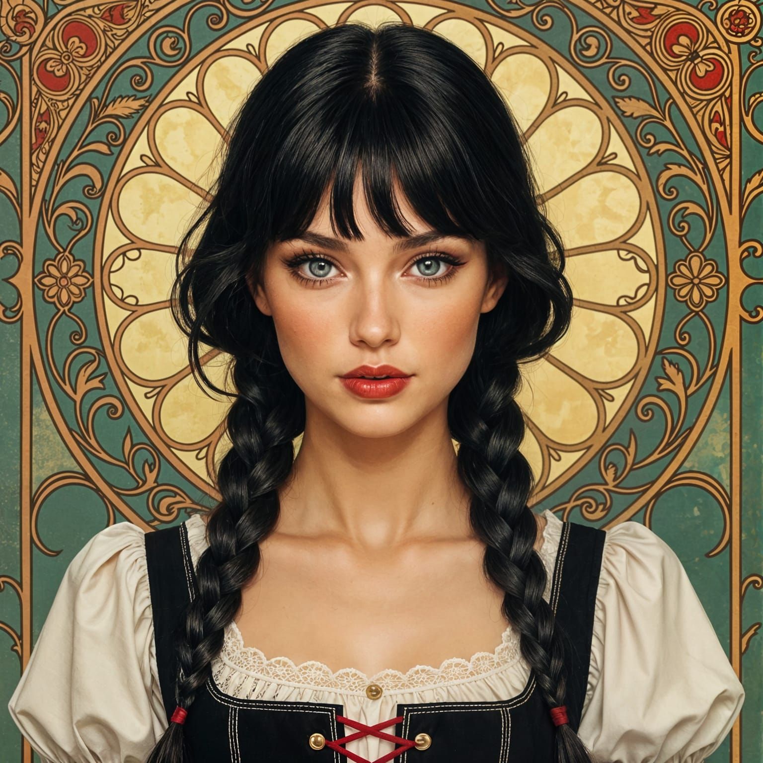 Bold Young Woman Poses With Straight Hair and Pigtails