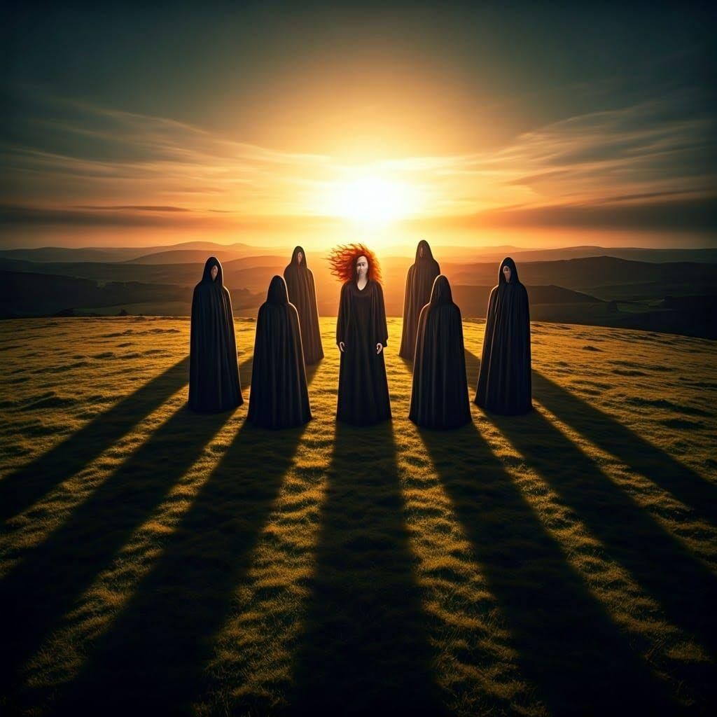 Celtic Ritual with Ginger Woman in Surreal Style