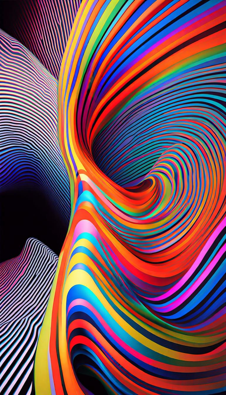 Hypnotic Optical Art with Neon Geometric Patterns