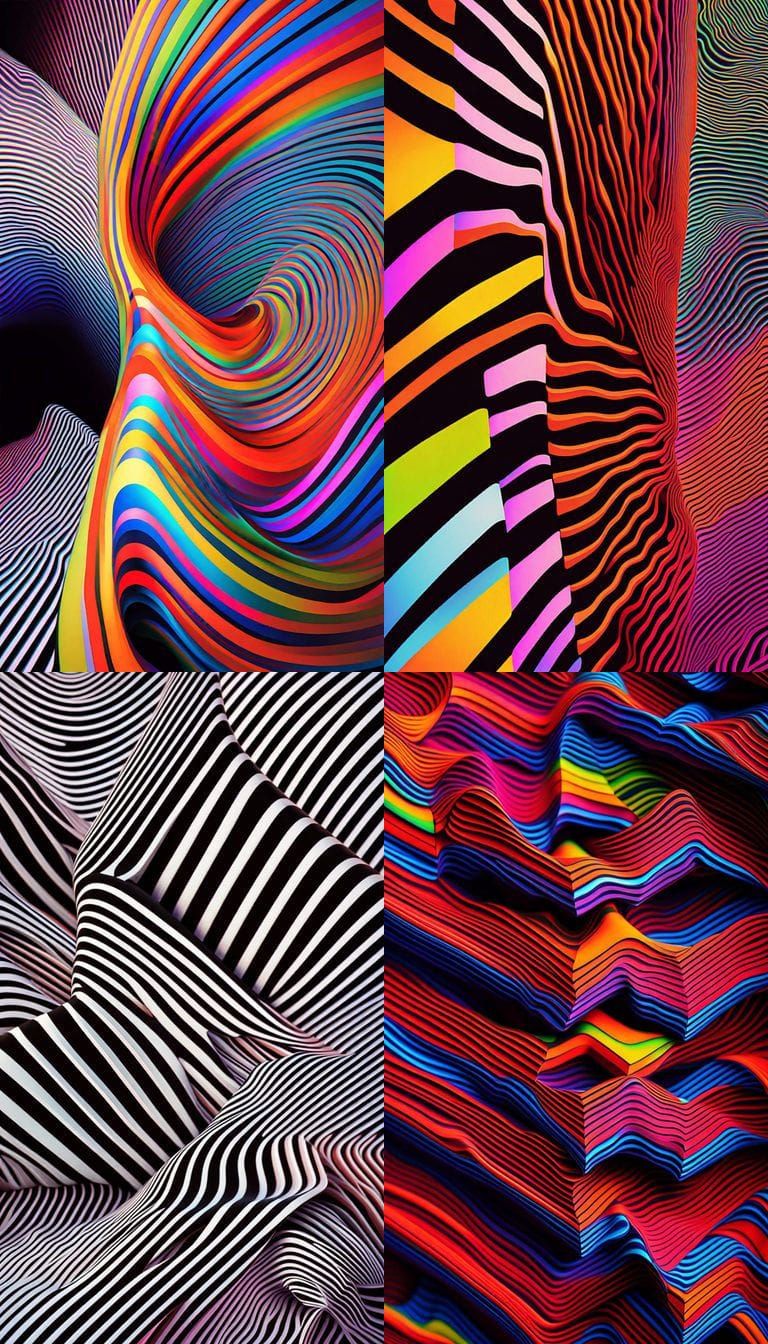 Hypnotic Optical Art with Neon Geometric Patterns