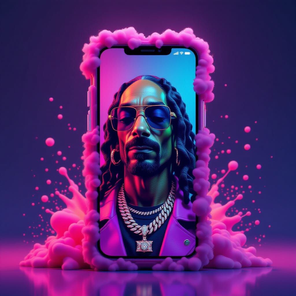 Neon Pink Fluffy Phone Featuring Snoop Dogg