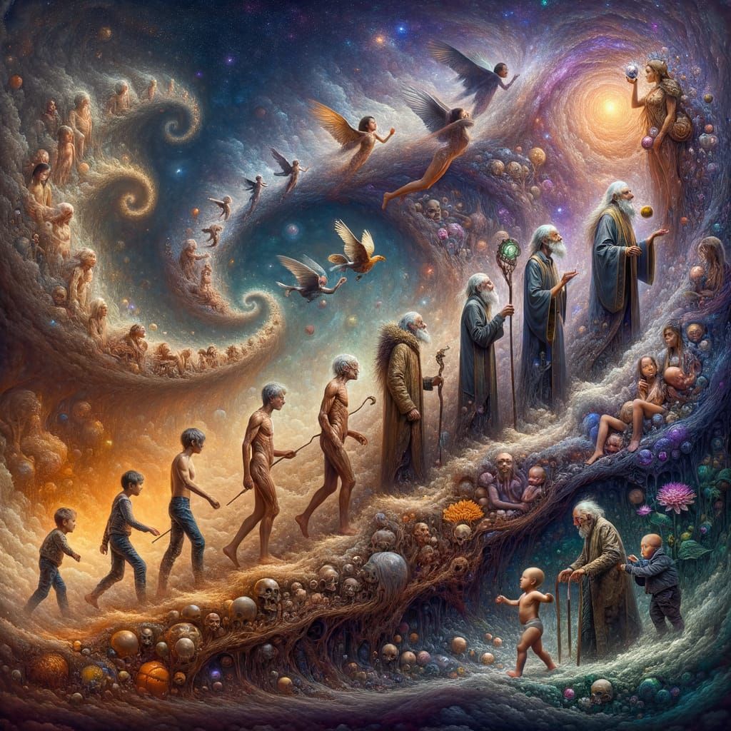 Human Life Stages: A Detailed Matte Painting