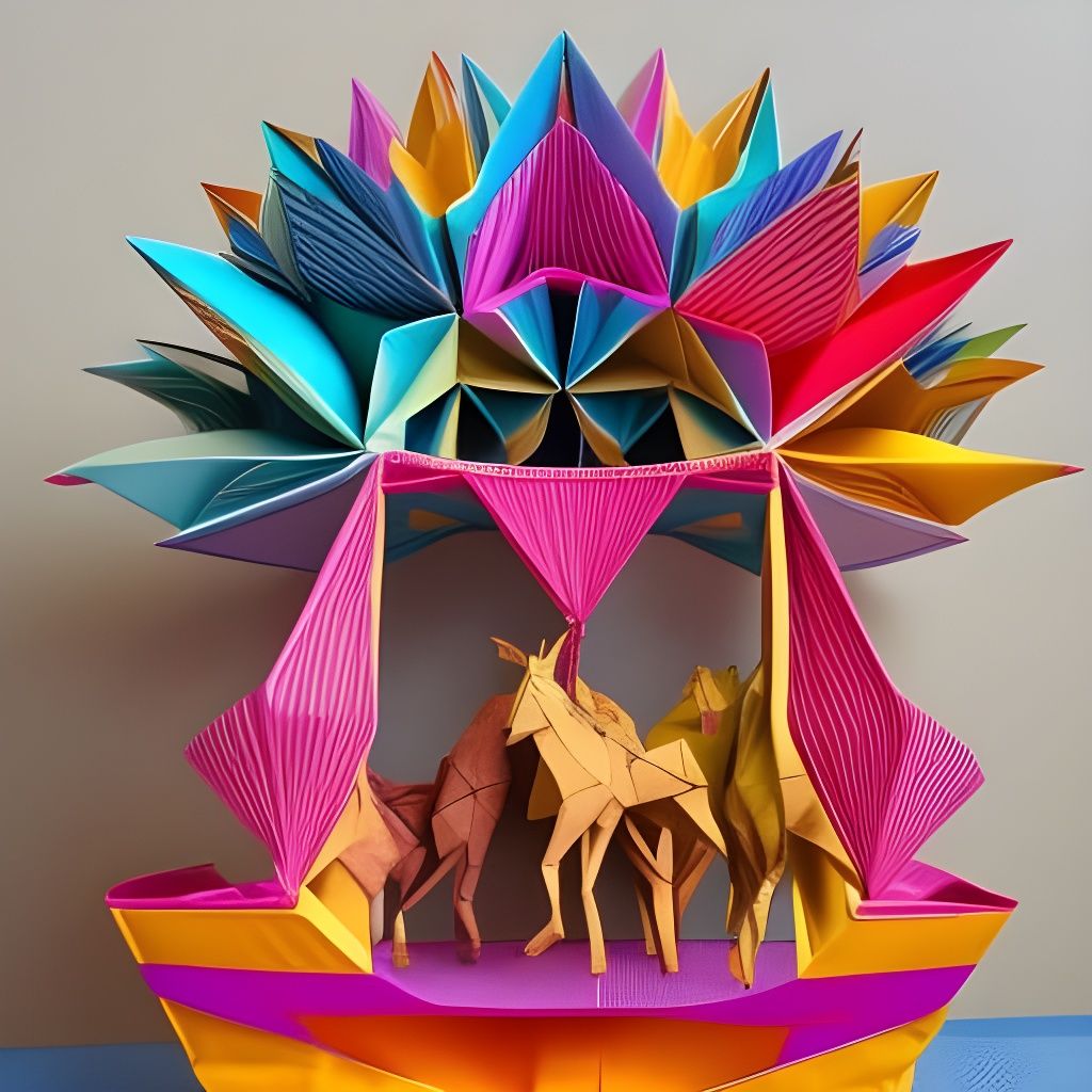 Intricate Origami Carousel of Paper Horses