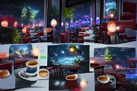 Beautiful Glowing NightCafe Scene in Photorealistic 8k