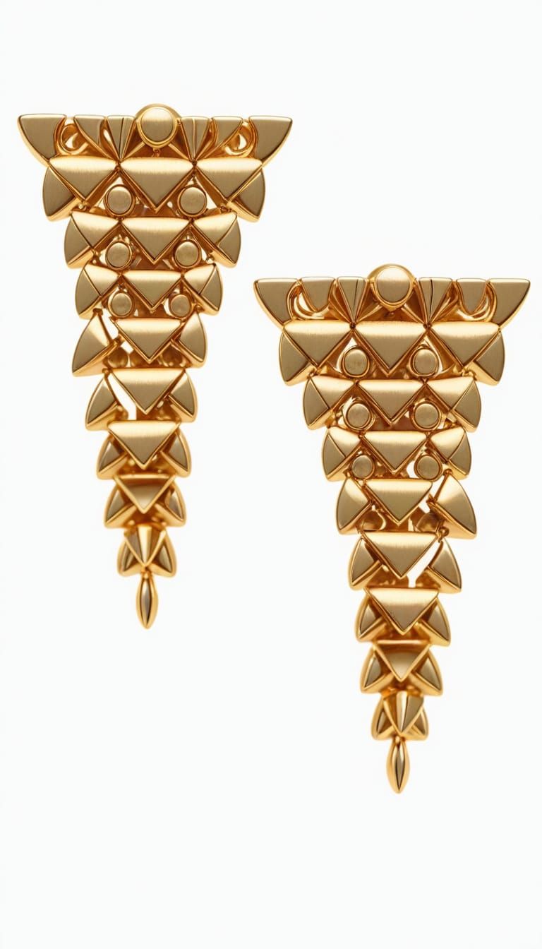 Elegant Gold Earrings with Cascading Geometric Shapes