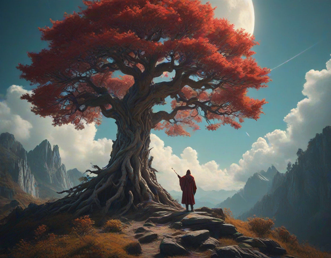 Epic Dark Fantasy: Wizard Battles Werewolf Under Ancient Tre...