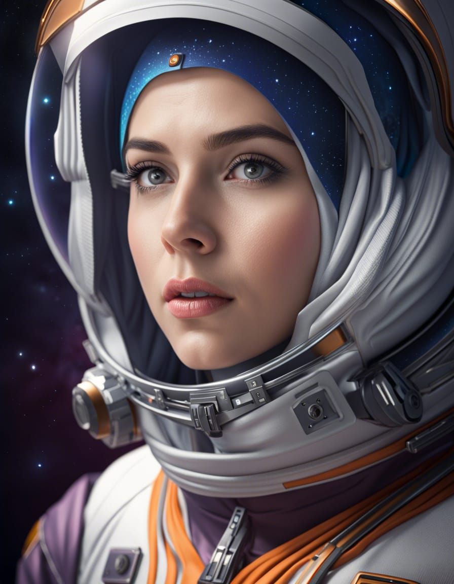 Astronaut Woman Portrait in Spacecraft, Unreal Engine 5