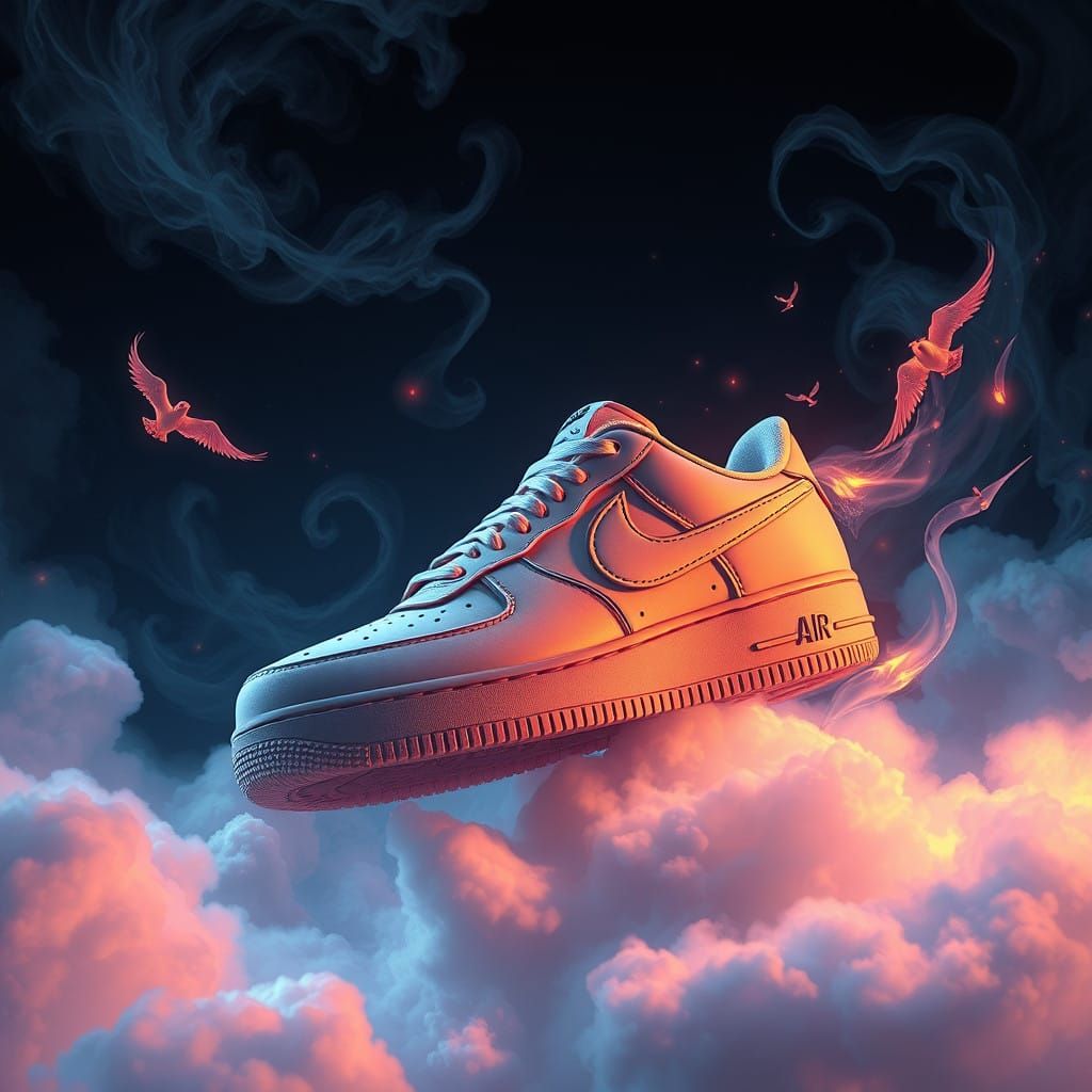 Nike Air Force 1 Shoes in Ethereal Clouds, Concept Art