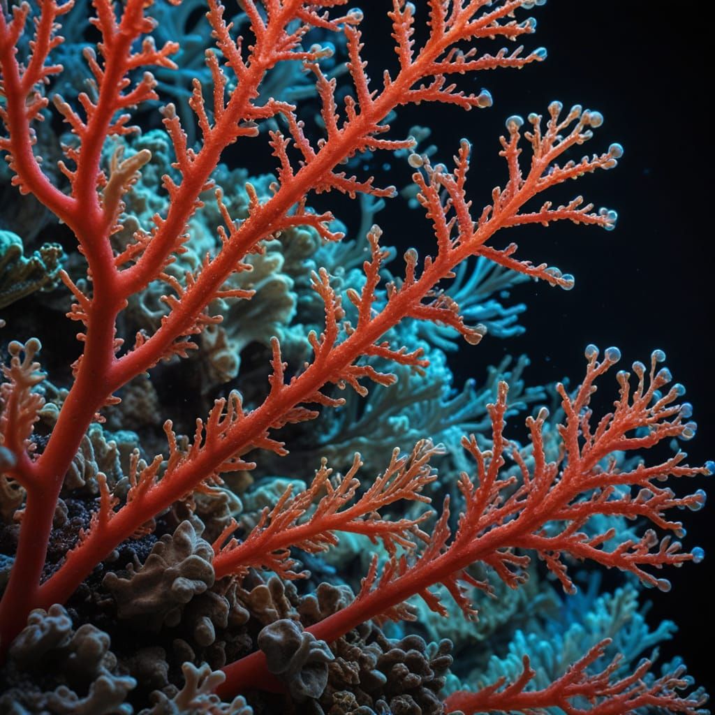 Vibrant Coral Blooms in High-Dimensional Space