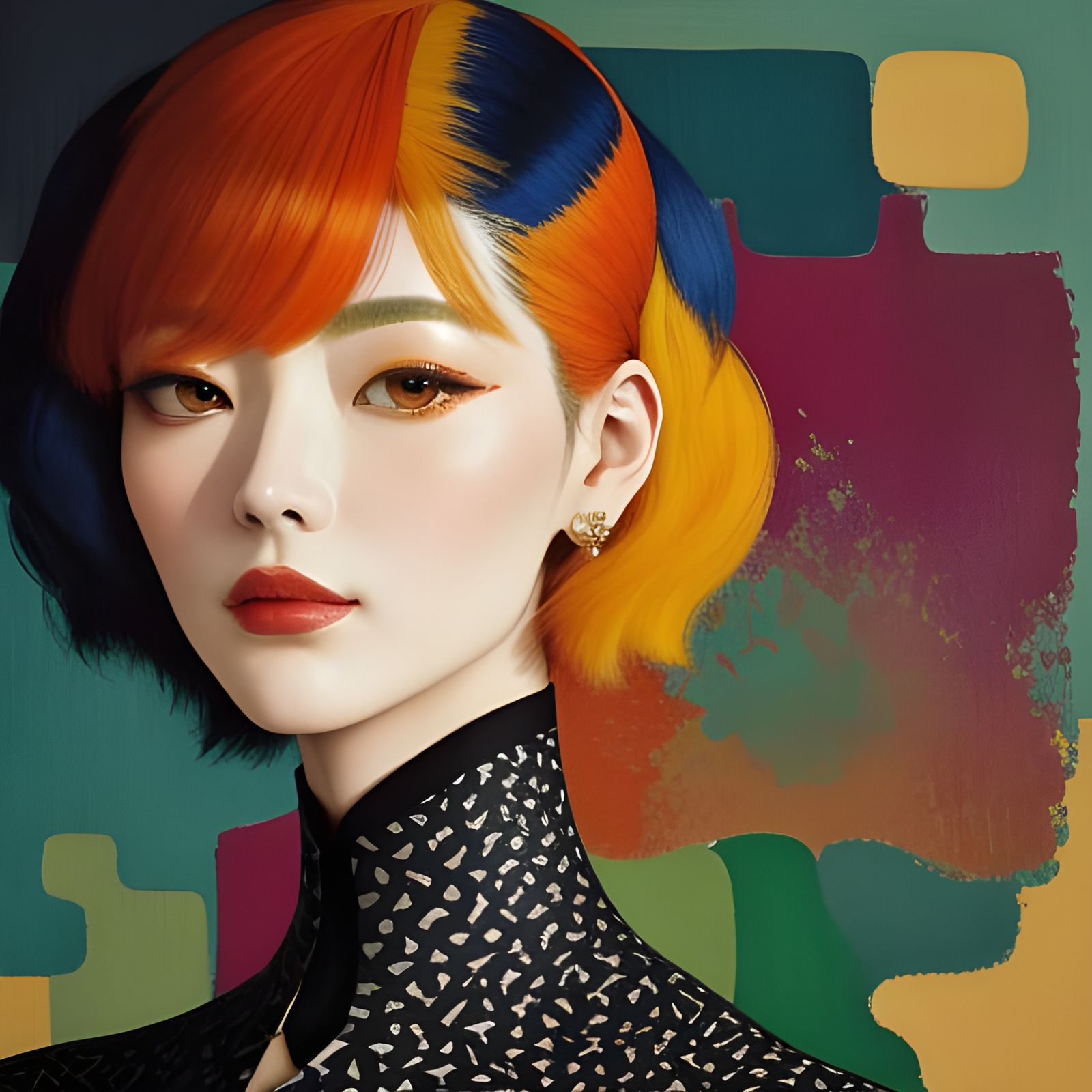 Wabi Sabi Fashion in Fauvist Style with Sumi-e Textures