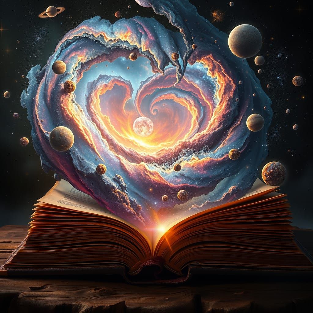 Epic Nebula Galaxy Emerges from Ancient Book