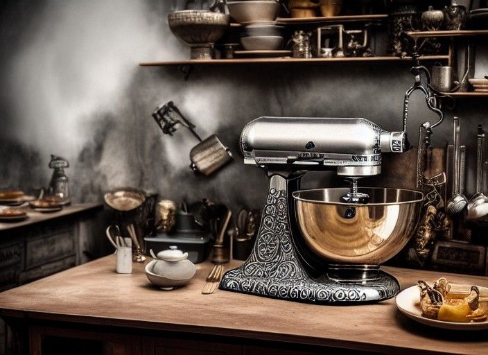 Steampunk KitchenAid Food Mixer: Intricate Digital Art