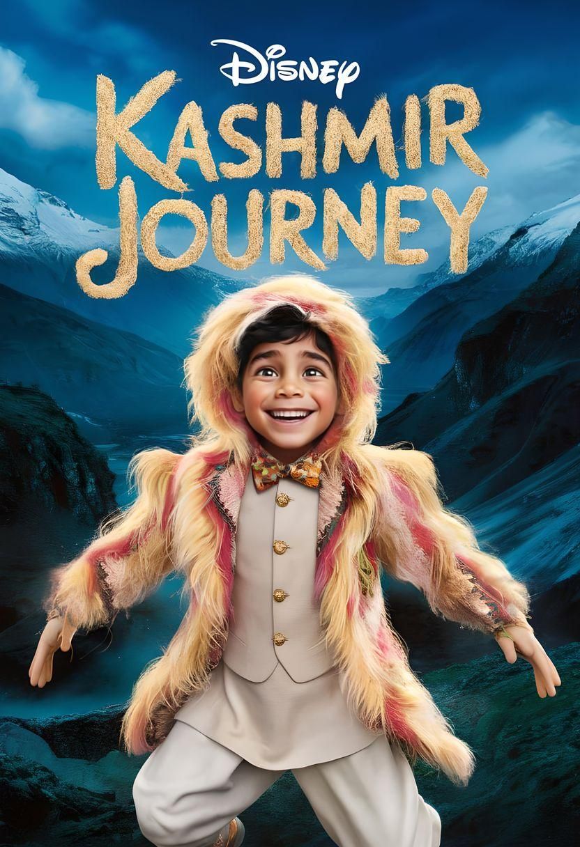 Joyful Kashmiri Boy in Cashmere Suit: Pixar Style