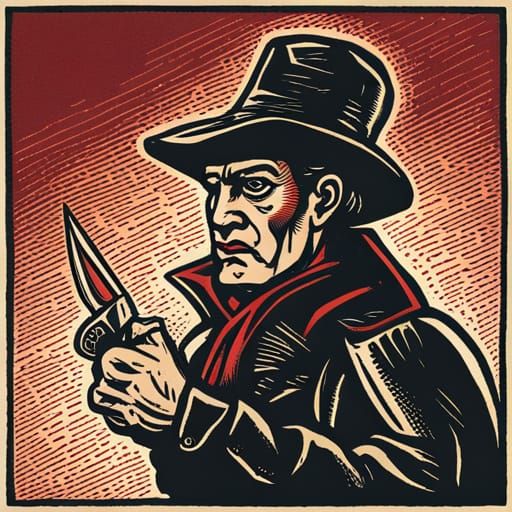 Vampire Hunter in 17th Century Woodcut Style