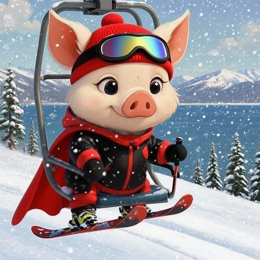 Man in Black and Red Snow Gear with Red Cape