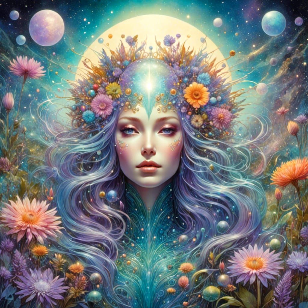 Surreal Woman Portrait with Alien Visions