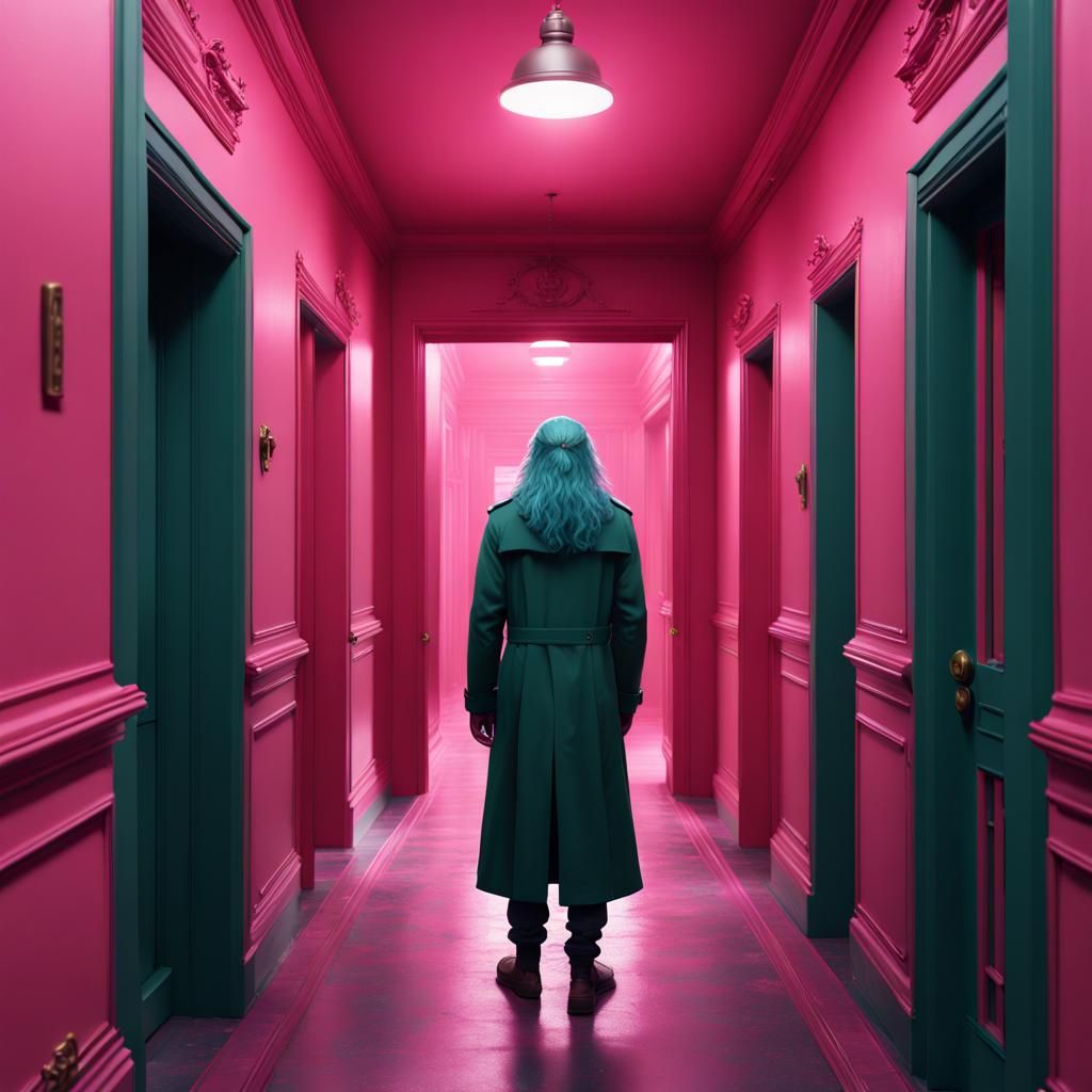Man Before Pink Hallway: Fantasy Concept Art