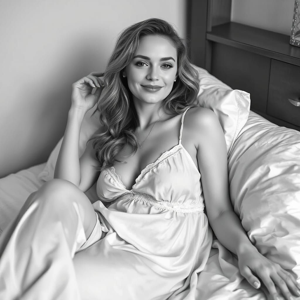Timeless B&W Portrait of a Serene Beauty in Repose
