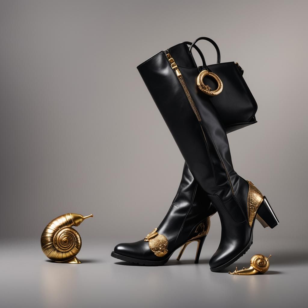 Luxury Boots and Handbag with Golden Ratio Design