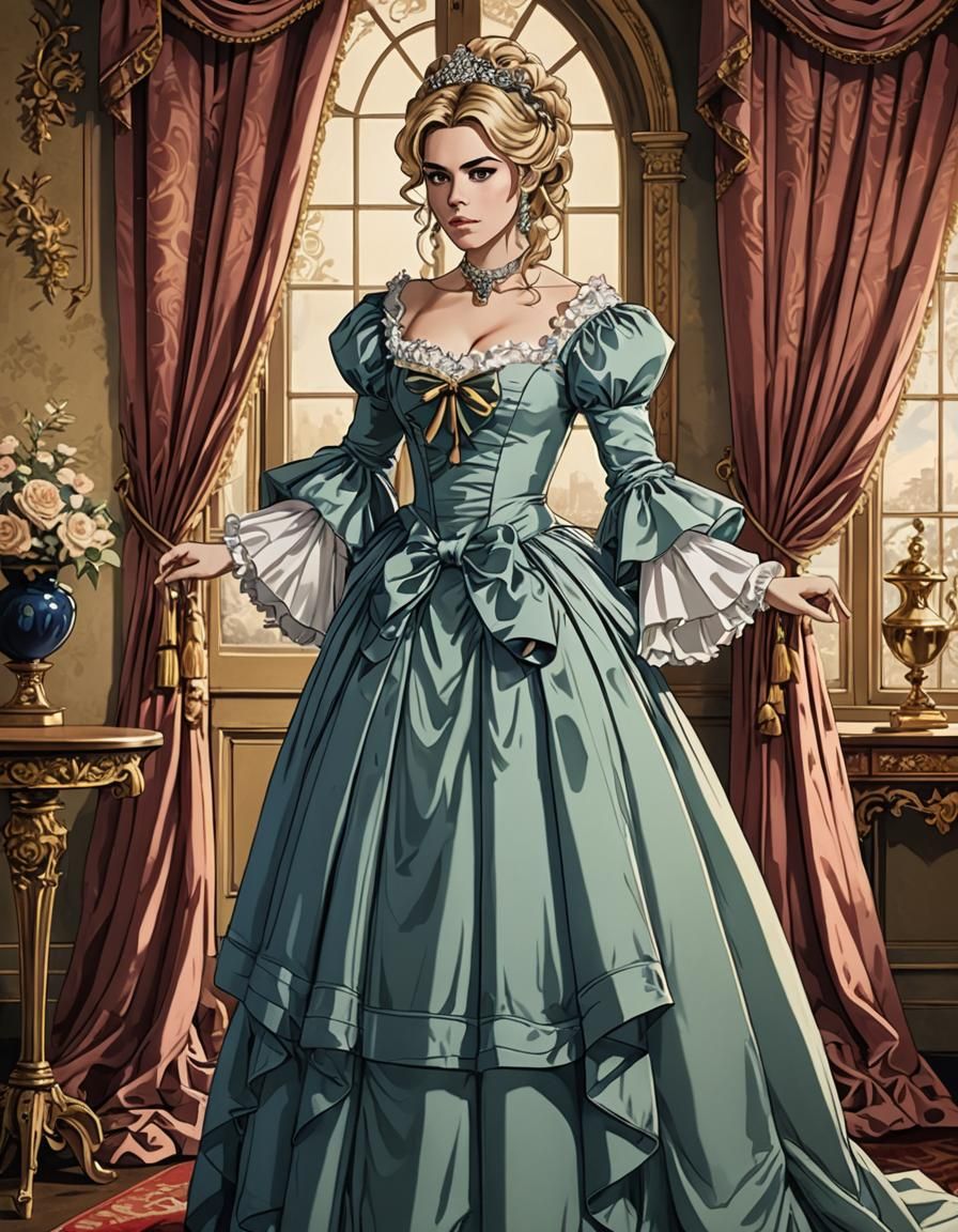Billie Piper in Anime Style Historical Gown