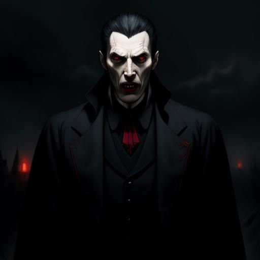 Sinister Dracula Portrait in Gothic Style