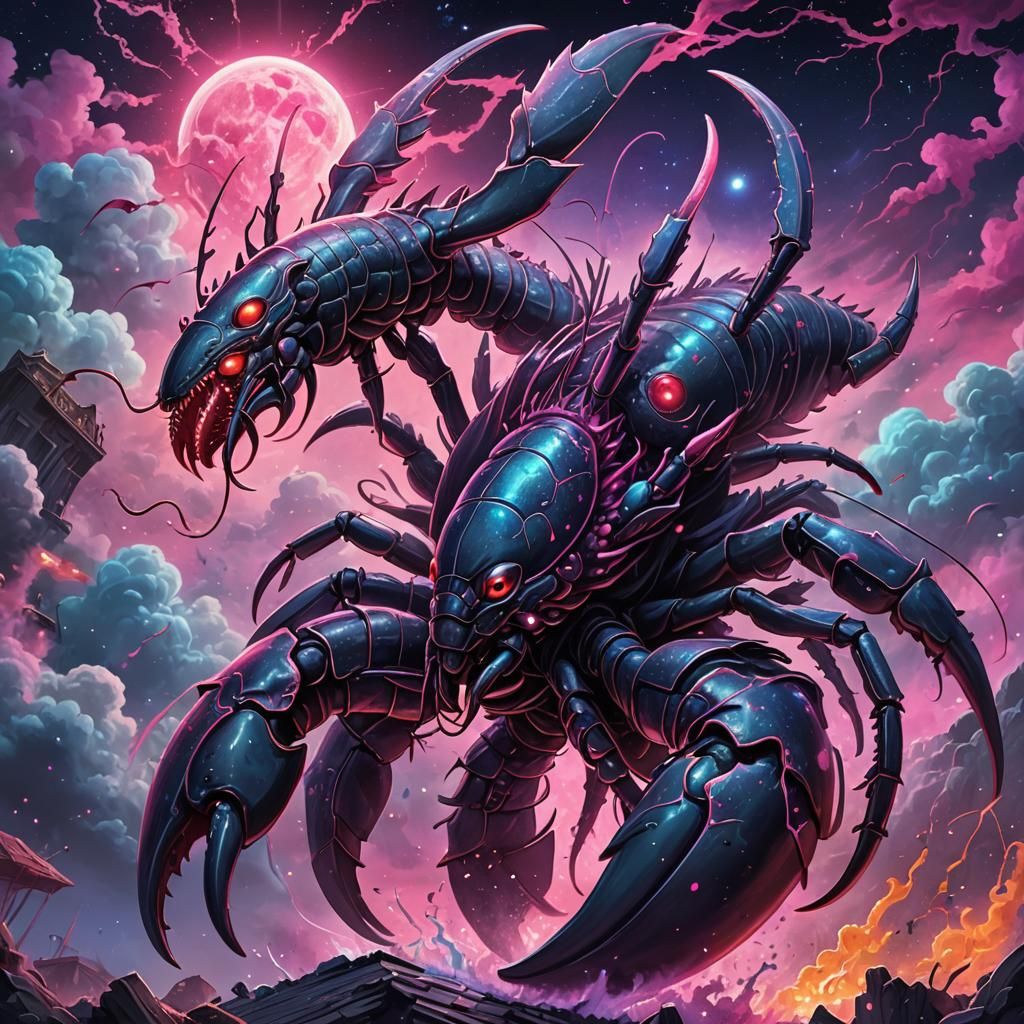 Mystical Lobster with Wings in Visionary Art Style