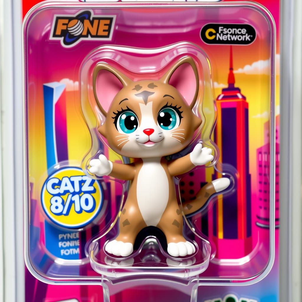 Cute Cartoon Cat Action Figure in Futuristic Packaging