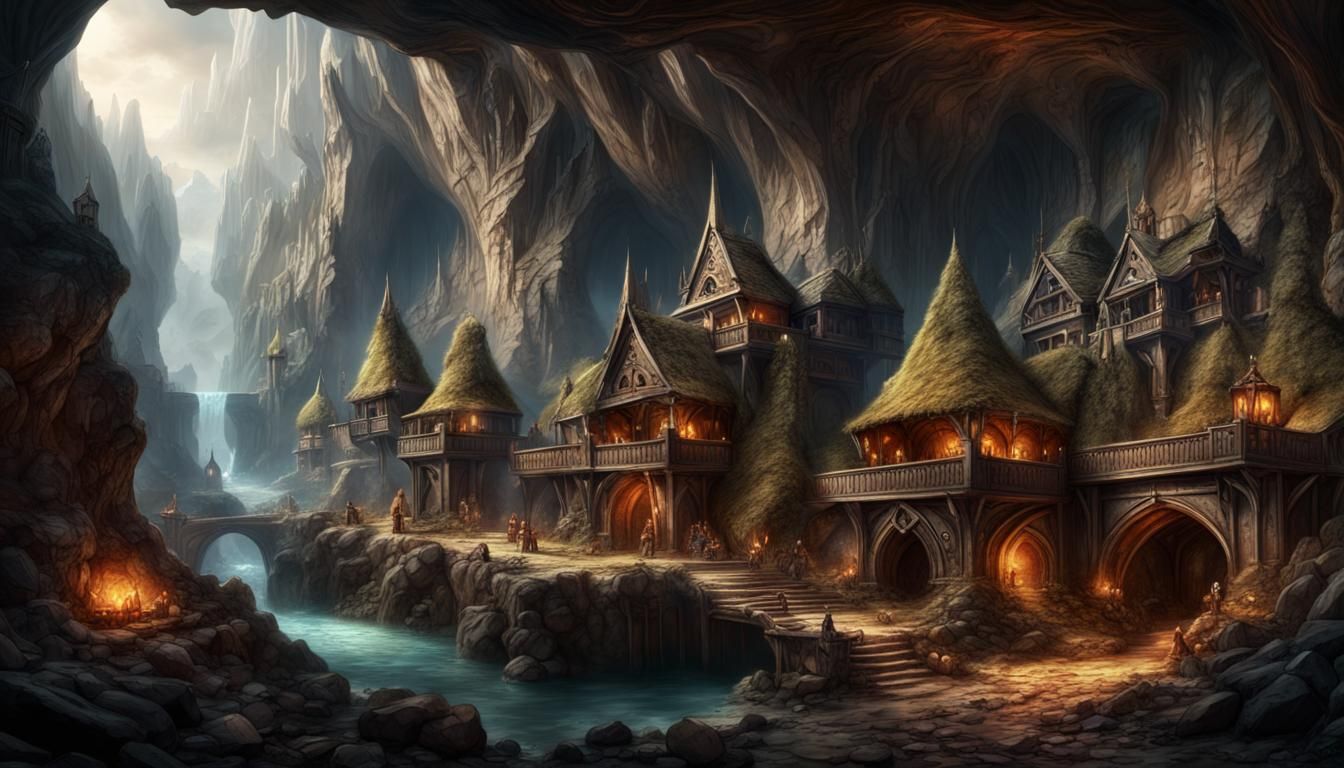 Epic Dwarven Village in Underground Cave