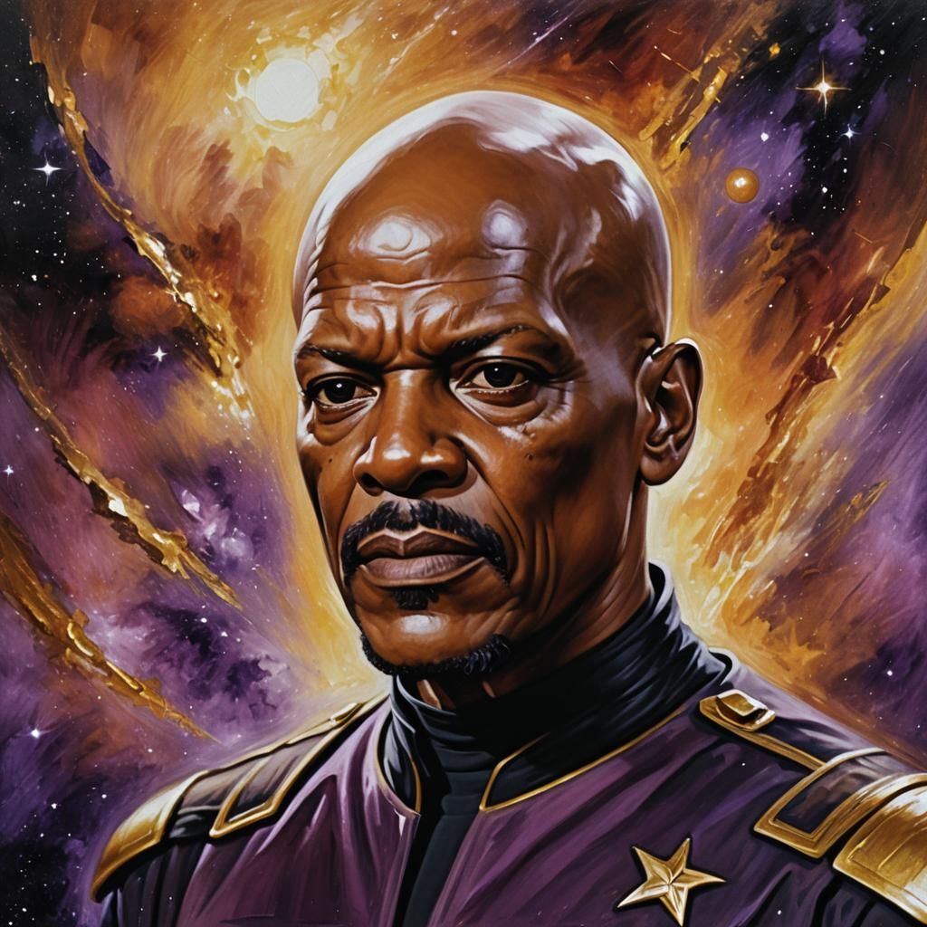Captain Sisko Portrait as Vibrant Oil Painting