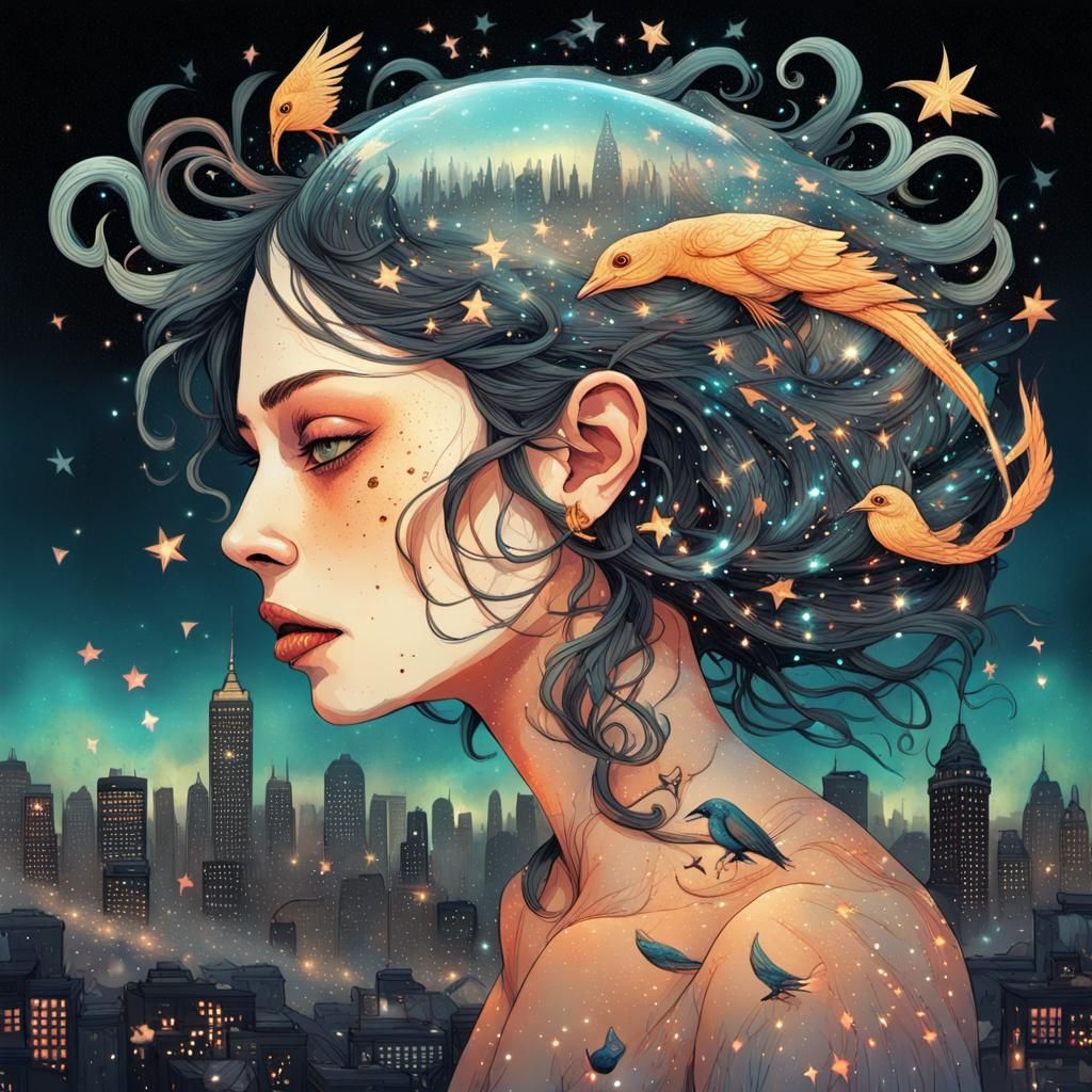 Surreal Animal Tornado Dreamscape in Double Exposure Collage