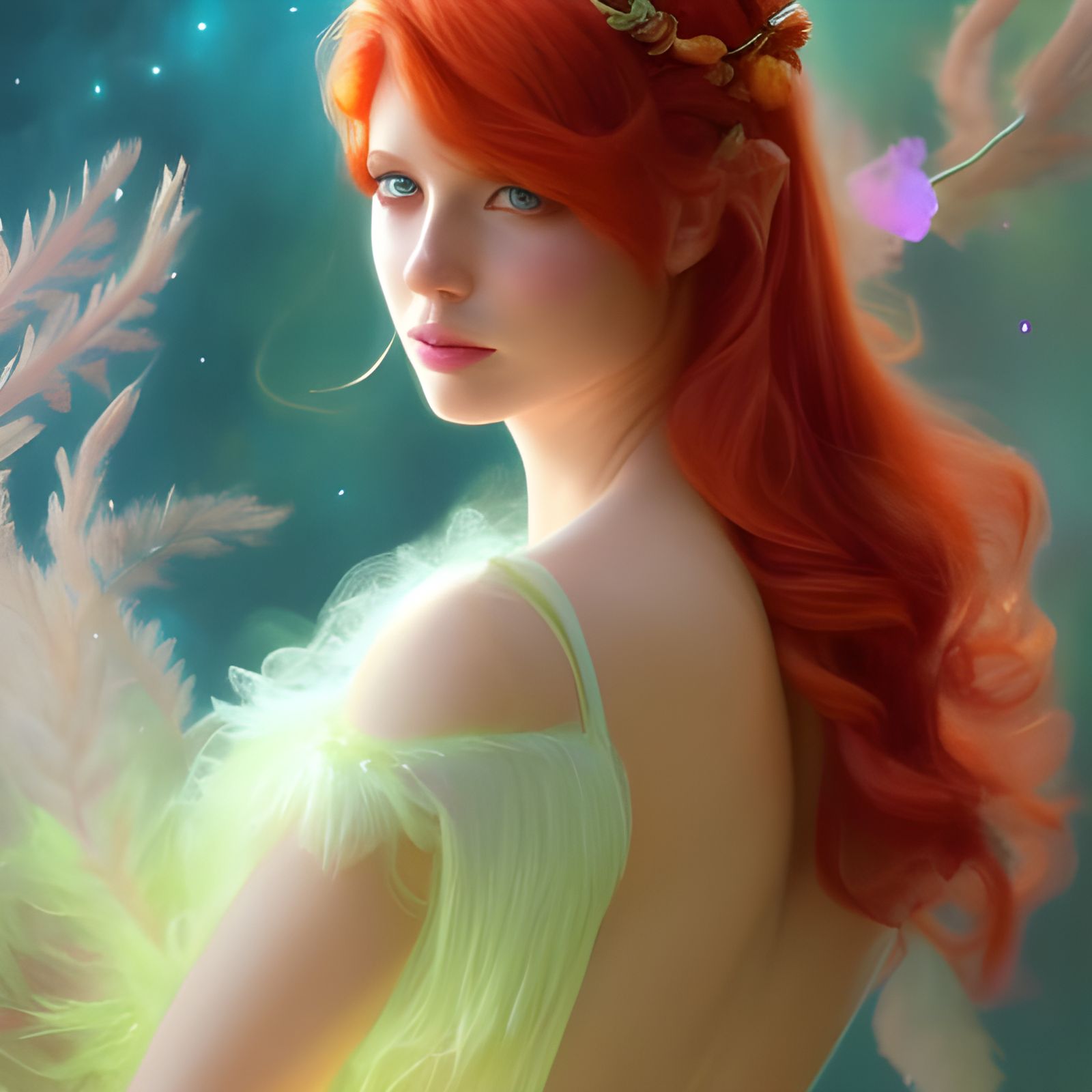 Ethereal Ginger Haired Woman with Violet Eyes