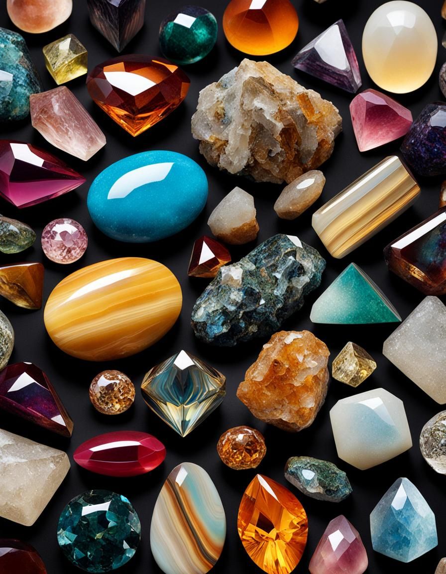 Precious Polished Stones in Hyperrealistic Detail