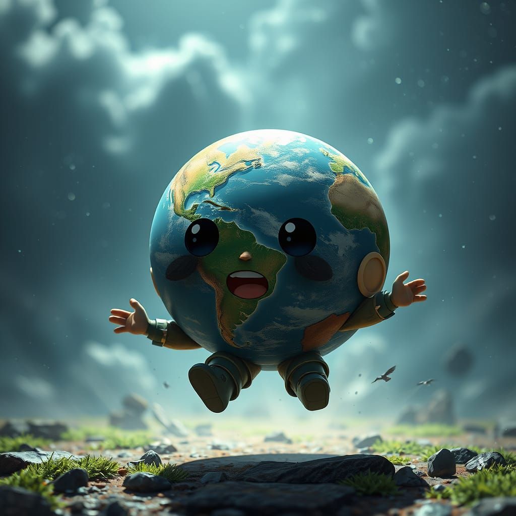 Chibi Earth Character Being Bullied, Fantasy Art