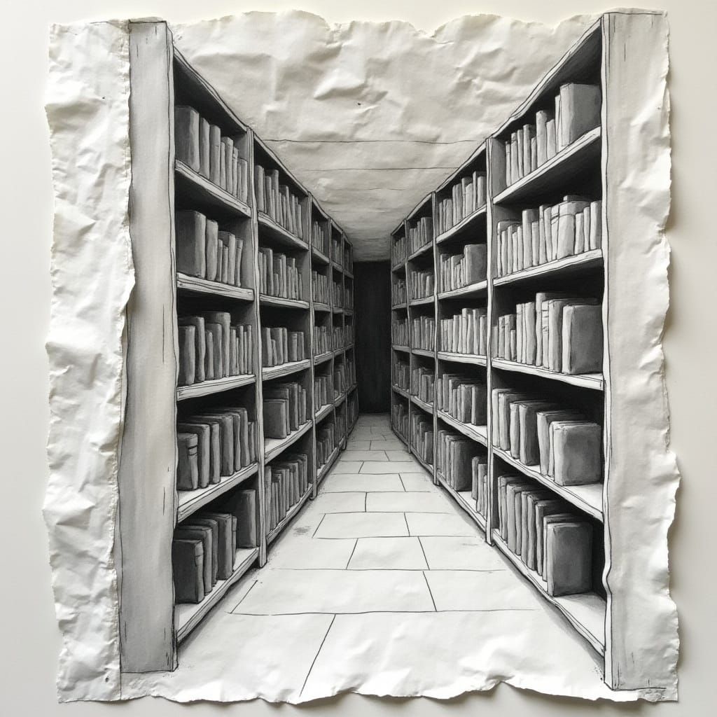 Minimalist Library on Textured Paper