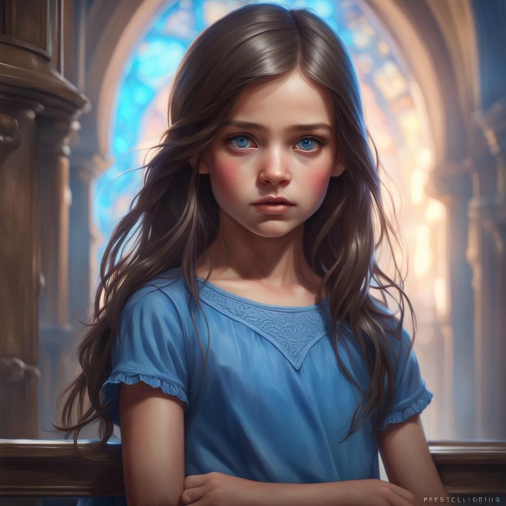 Innocent Girl Portrait in Hyperdetailed Style