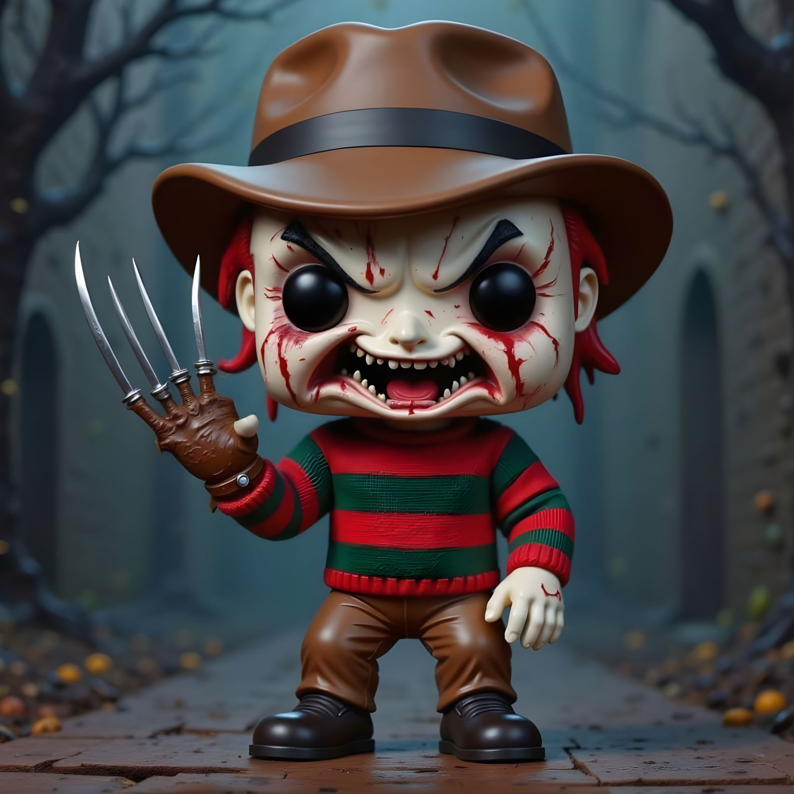 Funko Pop Freddie Krueger in Horror Film Scene
