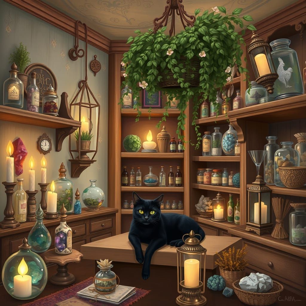 Whimsical Apothecary Shop in Pastel Hues with Mystical Touch...