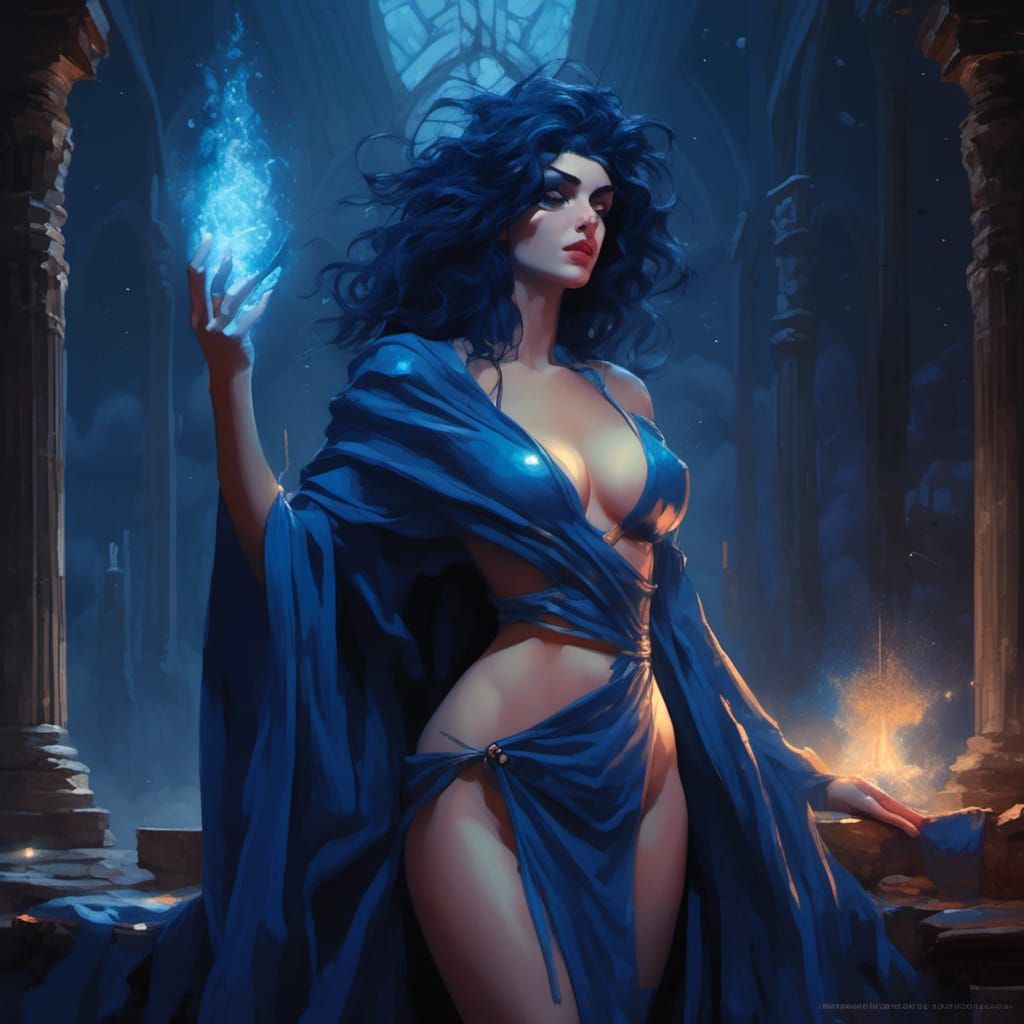 Lapis Lazuli Sorceress with Magical Energy