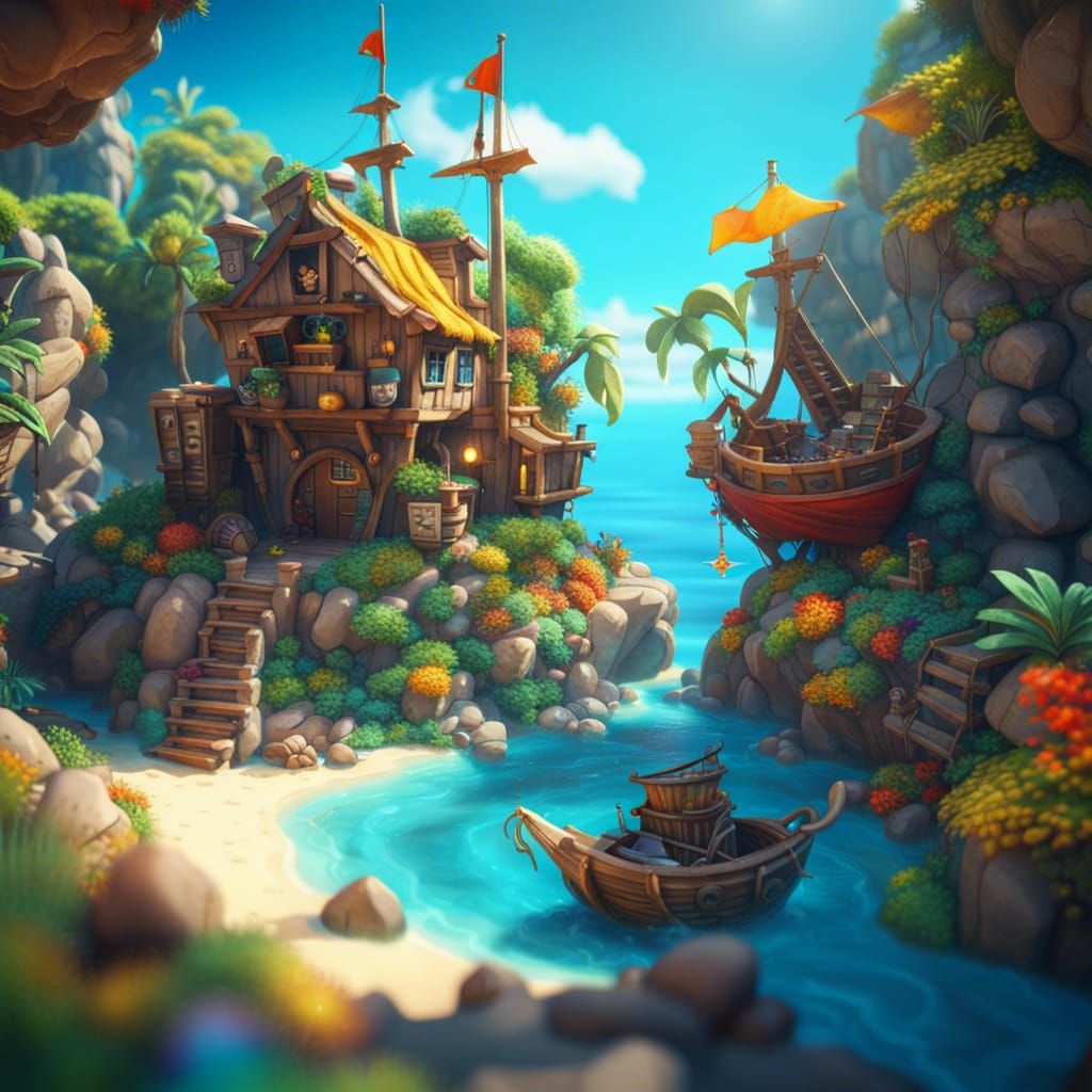 Sunny Island Pirate Hideout in Unreal Engine 5